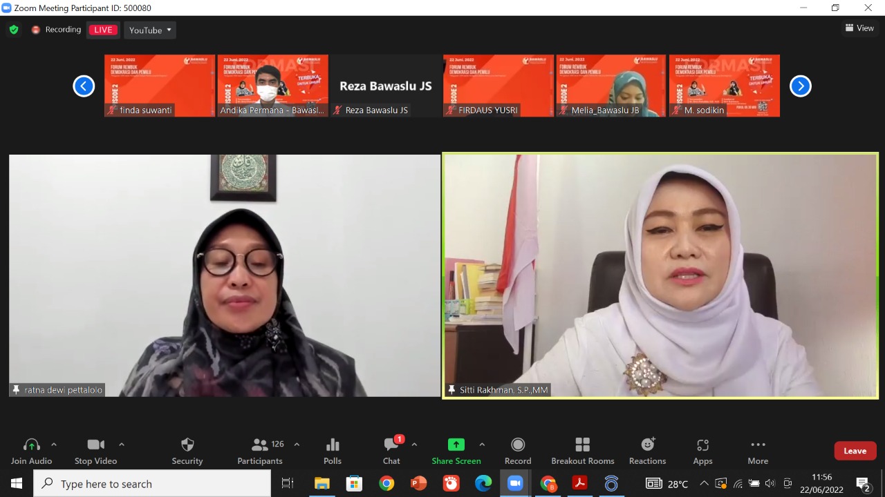 Dalam Formasi Bawaslu DKI Jakarta Episode II, Dewi Tekankan Perlunya Perbaikan Sistem Penegakan Hukum Pemilu.  Â 