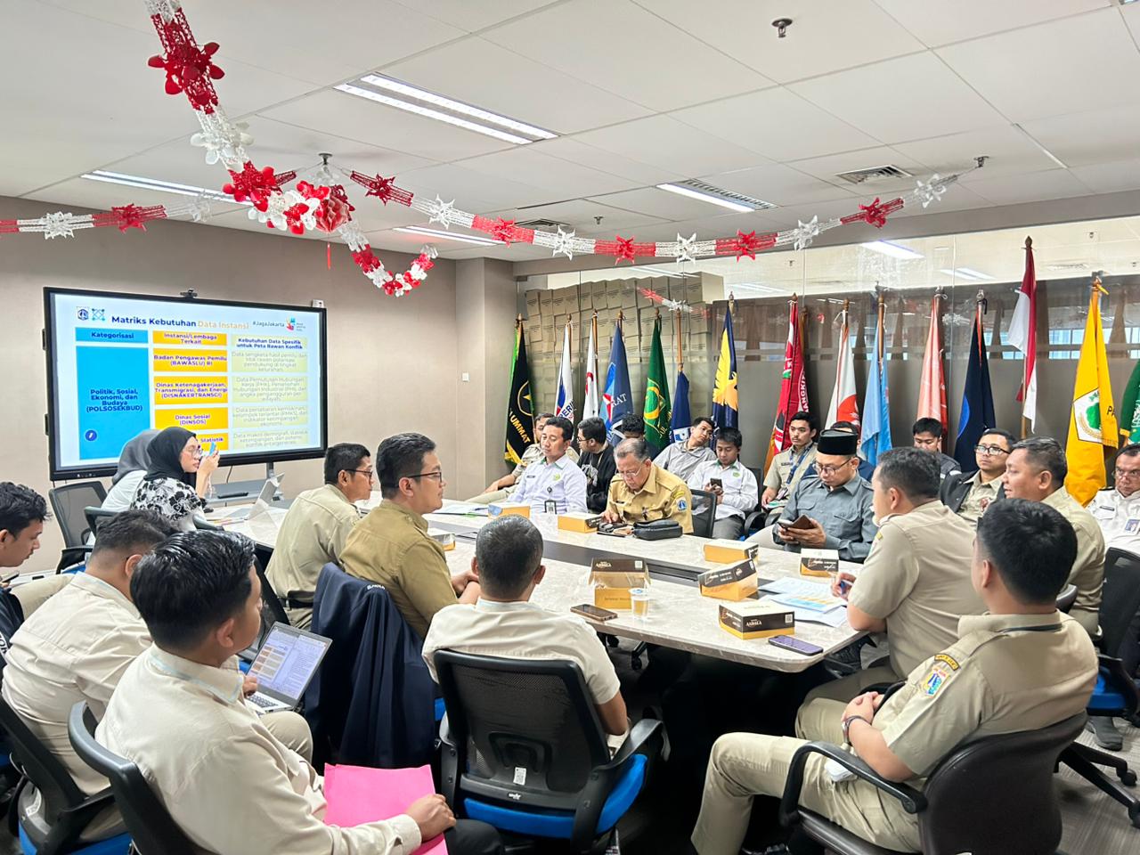 Koordinator Divisi Humas Datin Bawaslu Provinsi DKI Jakarta, Quin Pegagan menghadiri kegiatan Rapat Koordinasi Penyusunan Peta Rawan Konflik Berbasis Data Terintegrasi Lintas Instansi